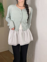 Pastel Linen Motif Round Knit Cardigan (10color)