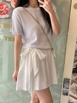 Round Basic Short Sleeve Knit (8color)