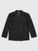 Circle Leather Patch Blazer (Black Stripe)
