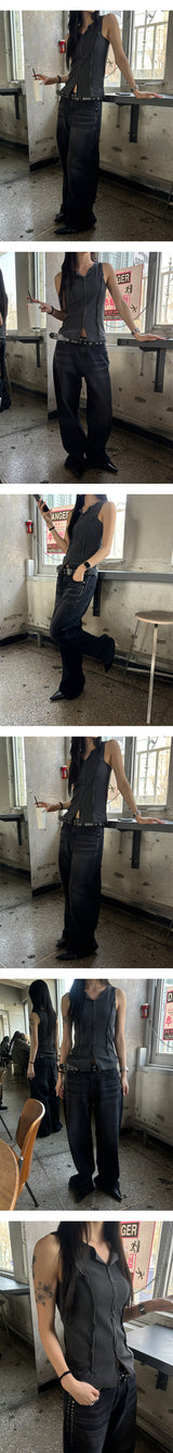 [S/S] Pigment cutting sleeveless top(3color)