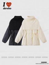 Neck warmer scarf layered half-down jacket