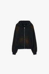 WASHED-OUT & DESTROYED ZIP-UP HOODIE