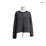 (3color) Ribbon Border Hairy Knit Cardigan