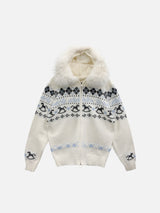 Merrygo Nordic Knit Fur Hoodie (2c)