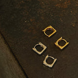 Basic square ring earring(Silver)