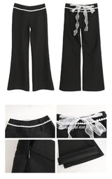 リボンバックポインターフレアブーツカットパンツ