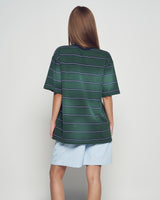 26SS ストライプウォッシュ加工ポイントロゴ半袖Tシャツ
