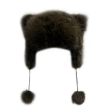 ミニテールソフトファー耳付きファー帽子 (4 colors)
