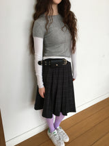 YWD PLAID PLEATS SKIRT + BELT (3color)