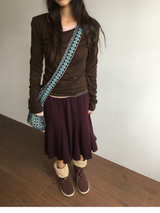 Rosé banding cutout skirt (3color)