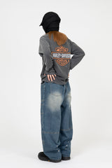 Motorcycle Vintage Crop Long Sleeve T-Shirt