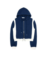 side-rib zip-up hoodie_navy/cream
