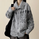 Rina Twisted Patterned Collar Burton Cardigan
