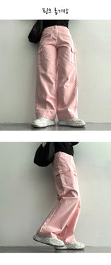 [3-tier length] [S–2XL] ドゥワタンタンコットンワイドカーゴパンツ (5 colors)