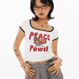 PEACE クロップtシャツ