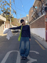 26SS★ [BAONHAUS] Sorea Flower Ribbed Long Sleeve Tee