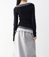 Charlotte Color Block Off-Layered T-shirt