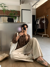 Cool Pin Tuck Linen Wide Pants