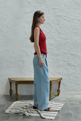 Ribbon sleeveless knit_red