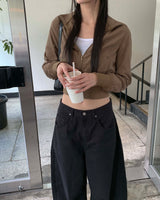 Brown slim zip up