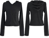 stripe boa hood zip-up