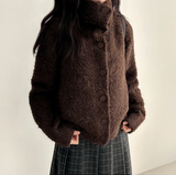 Hani cozy high neck button cardigan