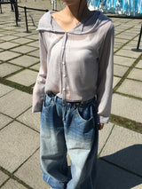 Sunny See-through Summer Hooded Cardigan (3c)