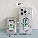 (SET) Star icecream_magsafe jellyhard smartphone case + magsafe card wallet(silver)