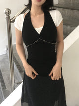 stud halter sleeveless