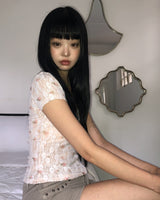 Kyujeun Lace Floral Short Sleeve T-Shirt