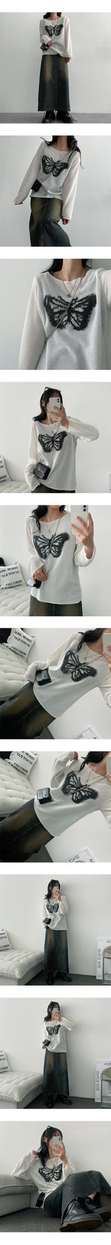 Hjoo Butterfly Summer Long Sleeve Knitwear