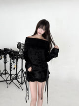1544. Fur layered cancan string mini sk (2color)