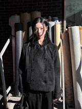 BLACK BUTTON SHORT COAT