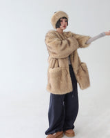 Big Pocket Half Fake Fur Jacket Coat