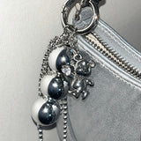 Cubic metallic Bear keyring [silver]