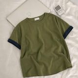 ボクシールーズフィットロールアップ半袖Tシャツ (4 colors)