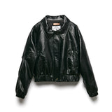 [LINE] Collar Crop Leather Jacket