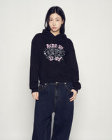 25FW WOMAN HAND SKETCH CROP HOODIE DARK BROWN