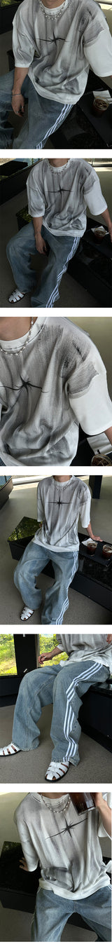 [Unisex] トラックワイドデニムパンツ(2color)