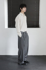 stripe belted slacks