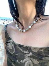 Metal chain pearl necklace
