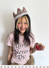 Escape Paradise Loveplayshop "Girls Never Die" Red Polka Dot Short Sleeve Shirt