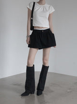Center Shirred Round Crop Top