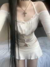 ブライセンレースオフショルダートップ (white)