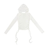 Side shirring crop hoodie