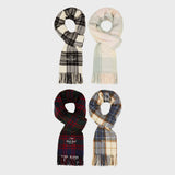 Logo embroidery check muffler