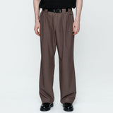 Two Pleats Wide Pants Brown