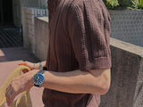 ASCLO クロシェットヘンリーネックショートスリーブニット (4color)