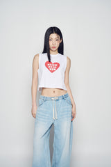 25SS UGLY HEART CROP SLEEVELESS WHITE