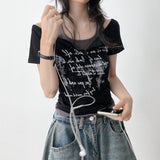 ホルターネック ボタン シャーリング オフショルダー ショートスリーブ Tシャツ (3 colors)